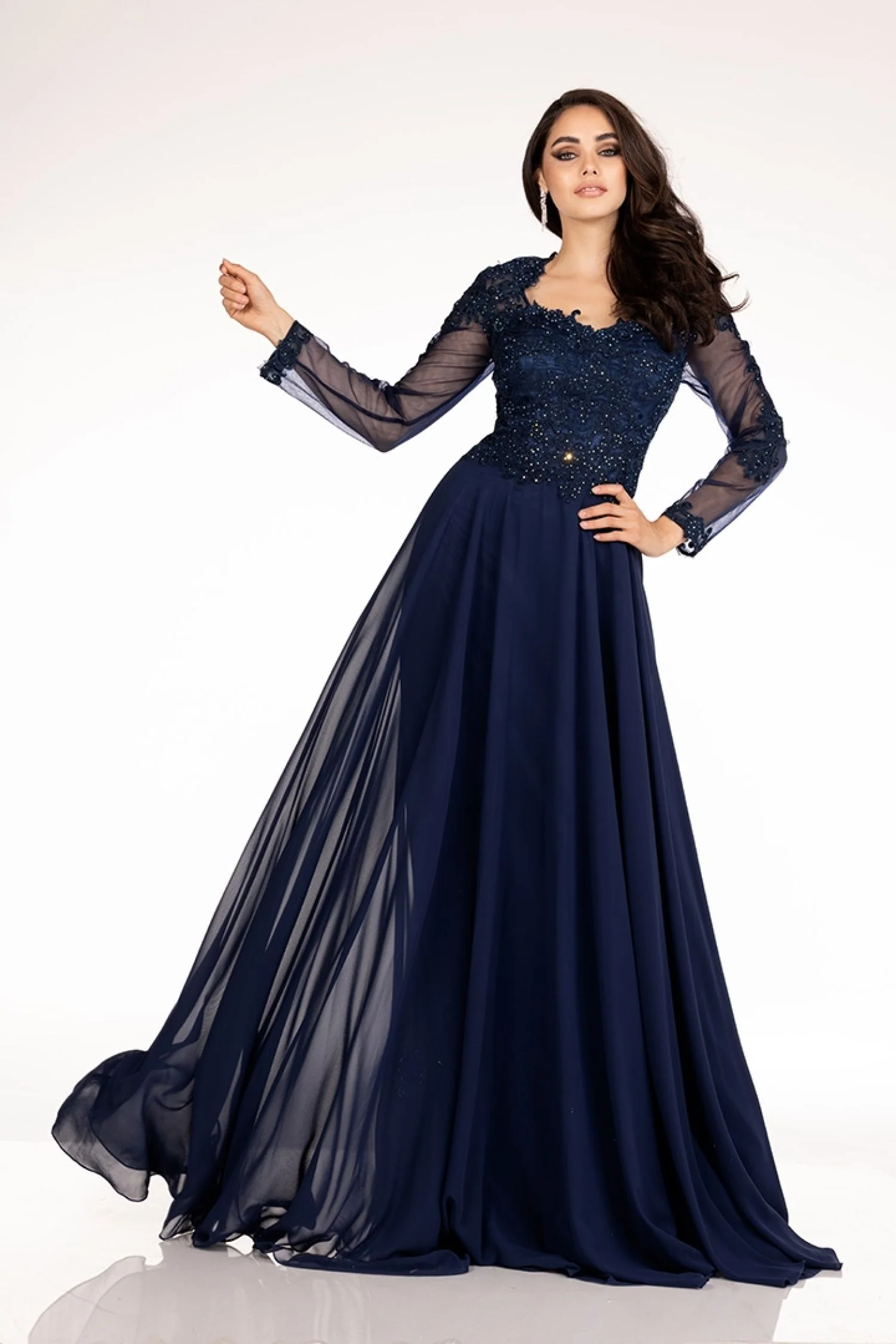 Abby Paris 96044W Lace Long Sleeve A Line Mother Of Dress Formal Evening Gown Plus Size - Image 4