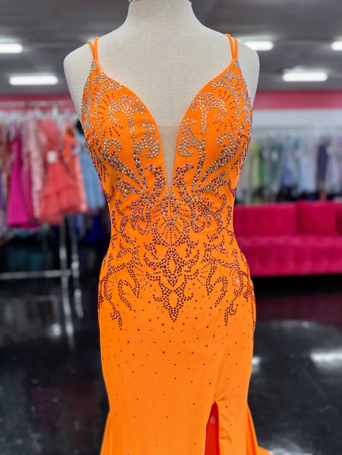 Amarra 20019 Size 10 Neon Orange Prom Dress jersey - Image 3
