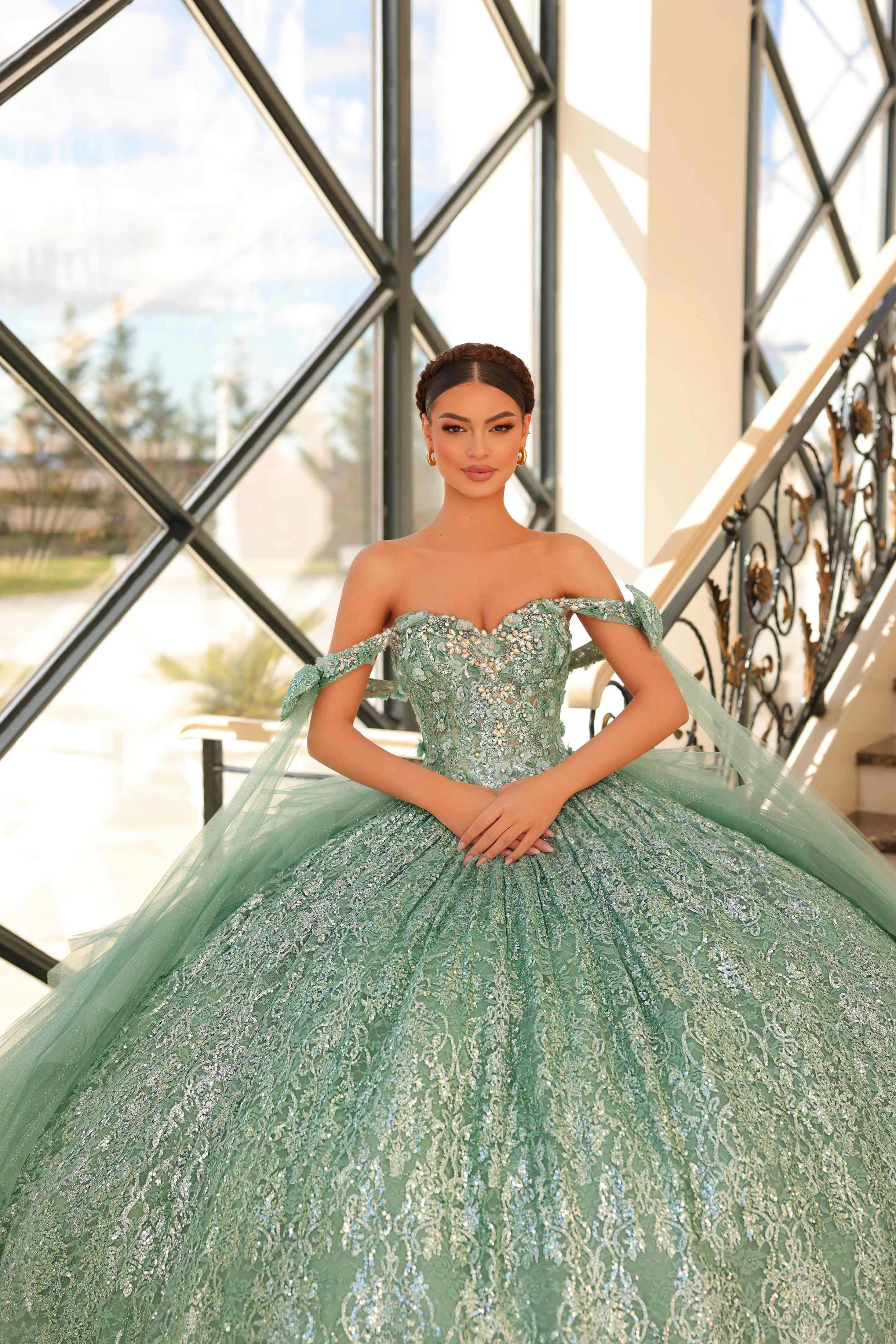 Amarra 54212 Quinceanera Gown Ballgown Ruffle Train off the Shoulder Party Dress Formal - Image 5