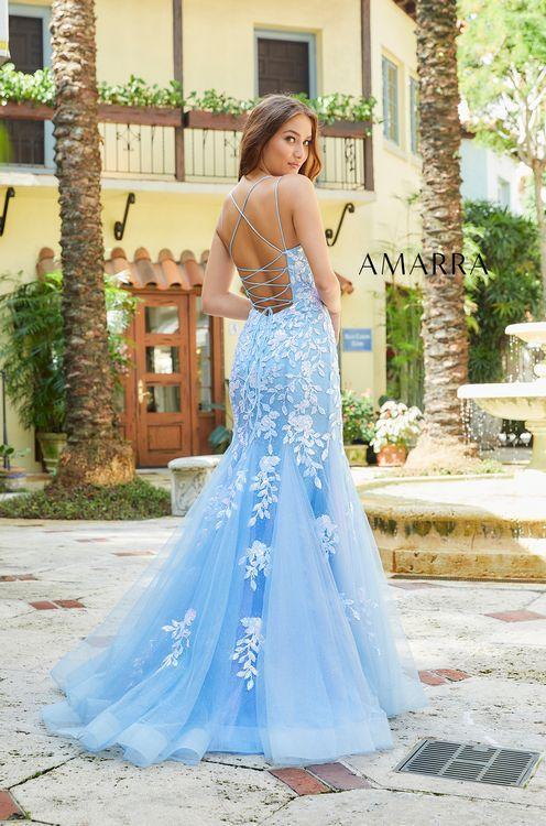 Amarra 87317 Mermaid Prom Dress Size 8 Emerald Long Embellished Lace Mermaid Prom Dress Backless Formal Gown - Image 5