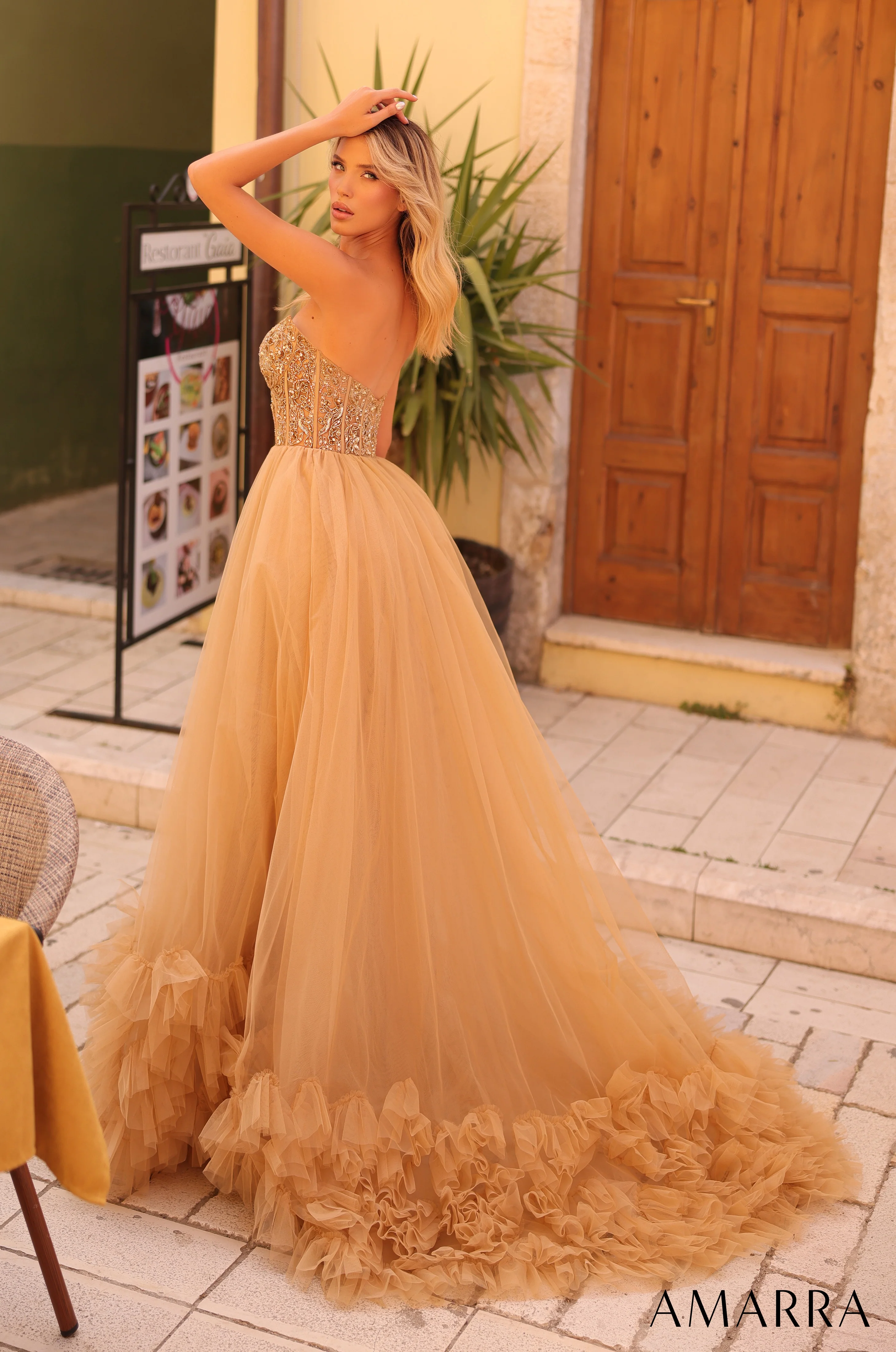 Amarra 88339 Size 8 Lilac Sheer Beaded Corset Prom Dress Ballgown Layer Pleated Tulle Pageant Gown - Image 6