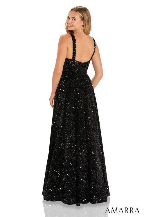 Amarra 88652 Size  2 Red Long A line sequin Maxi Slit Prom Dress Scoop neck Formal Gown - Image 3