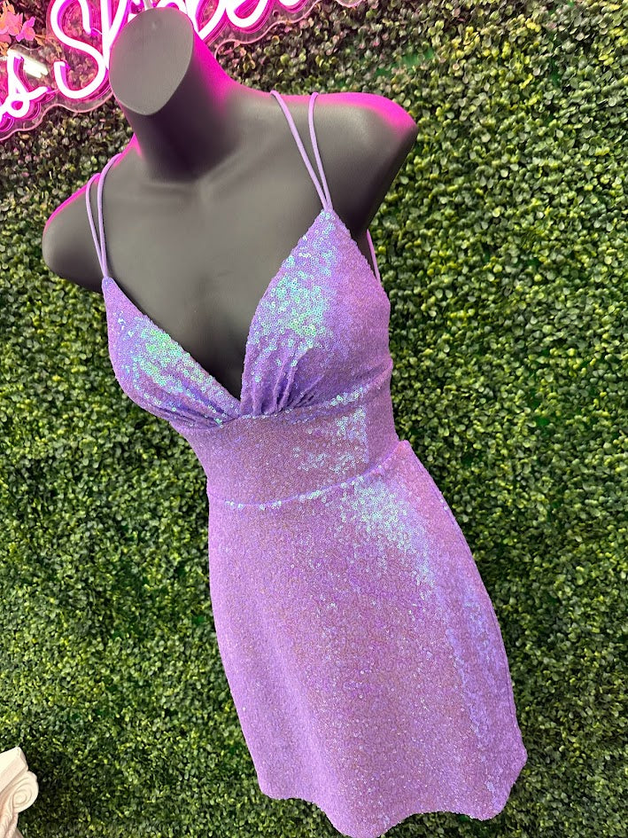 Amarra 88718 Size 0, 12 Lilac Sequin cocktail dress
