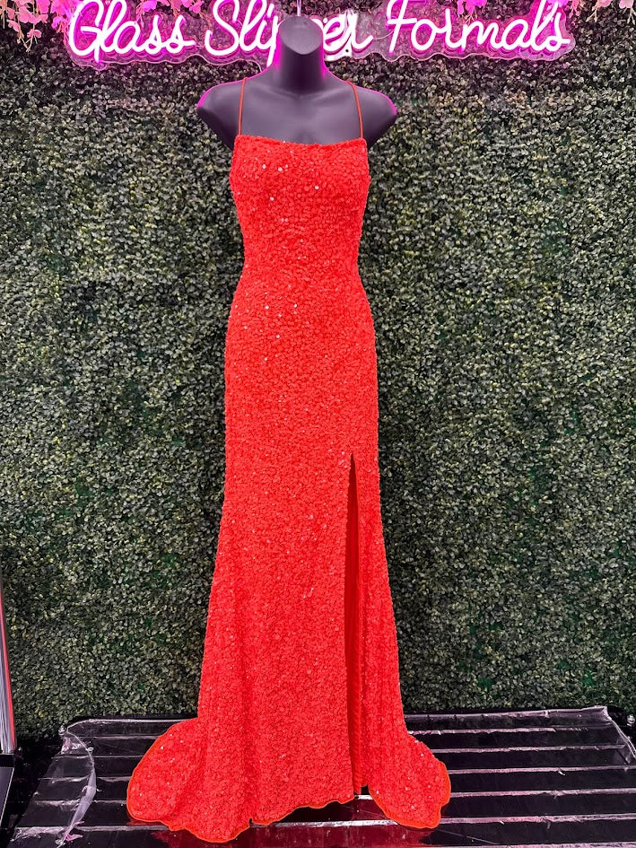 Amarra 94282 Long Fitted Sequin Backless Corset Slit Prom Dress Scoop Neck Formal Pageant Gown - Image 4
