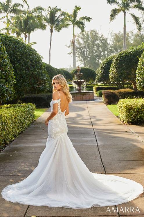 Amarra Bridal 84398 Alexa Wedding Dress Lace Mermaid off the shoulder Bridal Gown Train V Neck - Image 3
