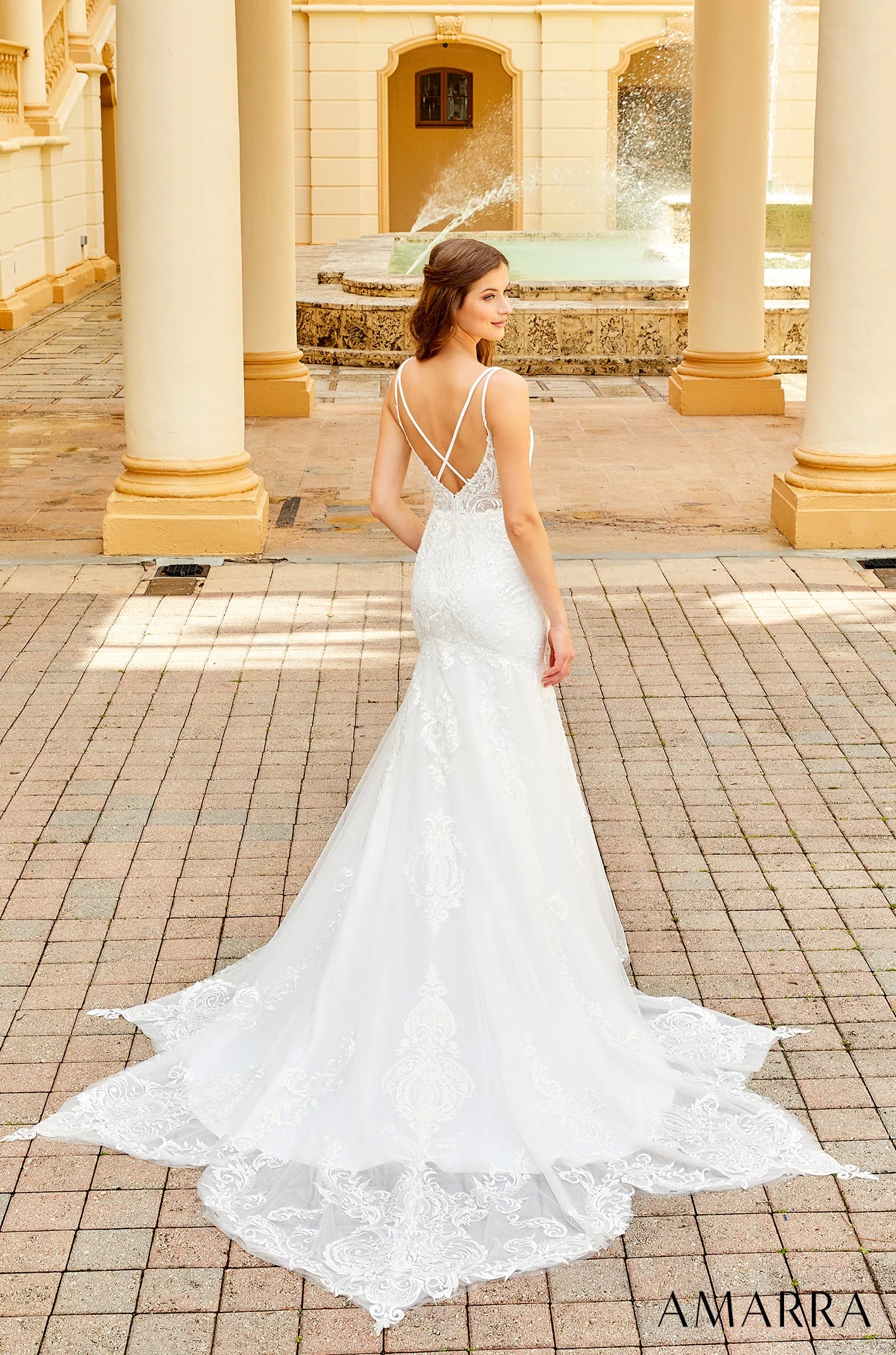 Amarra Bridal "Hart" 84368 Size 6 Backless Mermaid Wedding Dress Bridal Gown Train Sheer Lace - Image 2