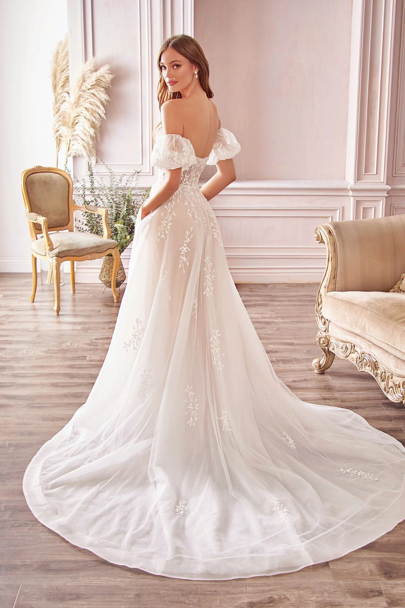 Andrea and Leo Couture A1014 Strapless Wedding Dress Puff Sleeve A line - Image 7