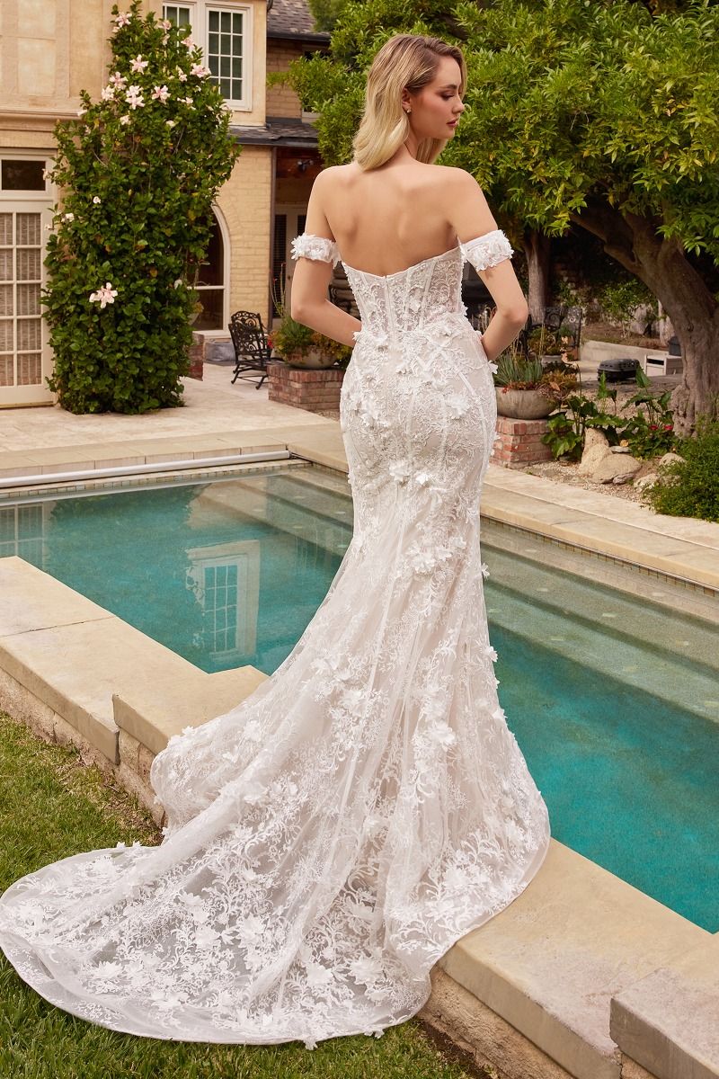 Andrea and Leo Couture CD861W Fit and Flare Wedding Dress Overskirt Off Shoulder Straps - Image 2