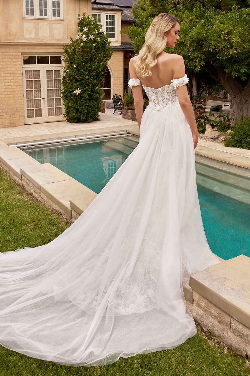 Andrea and Leo Couture CD861W Fit and Flare Wedding Dress Overskirt Off Shoulder Straps - Image 4