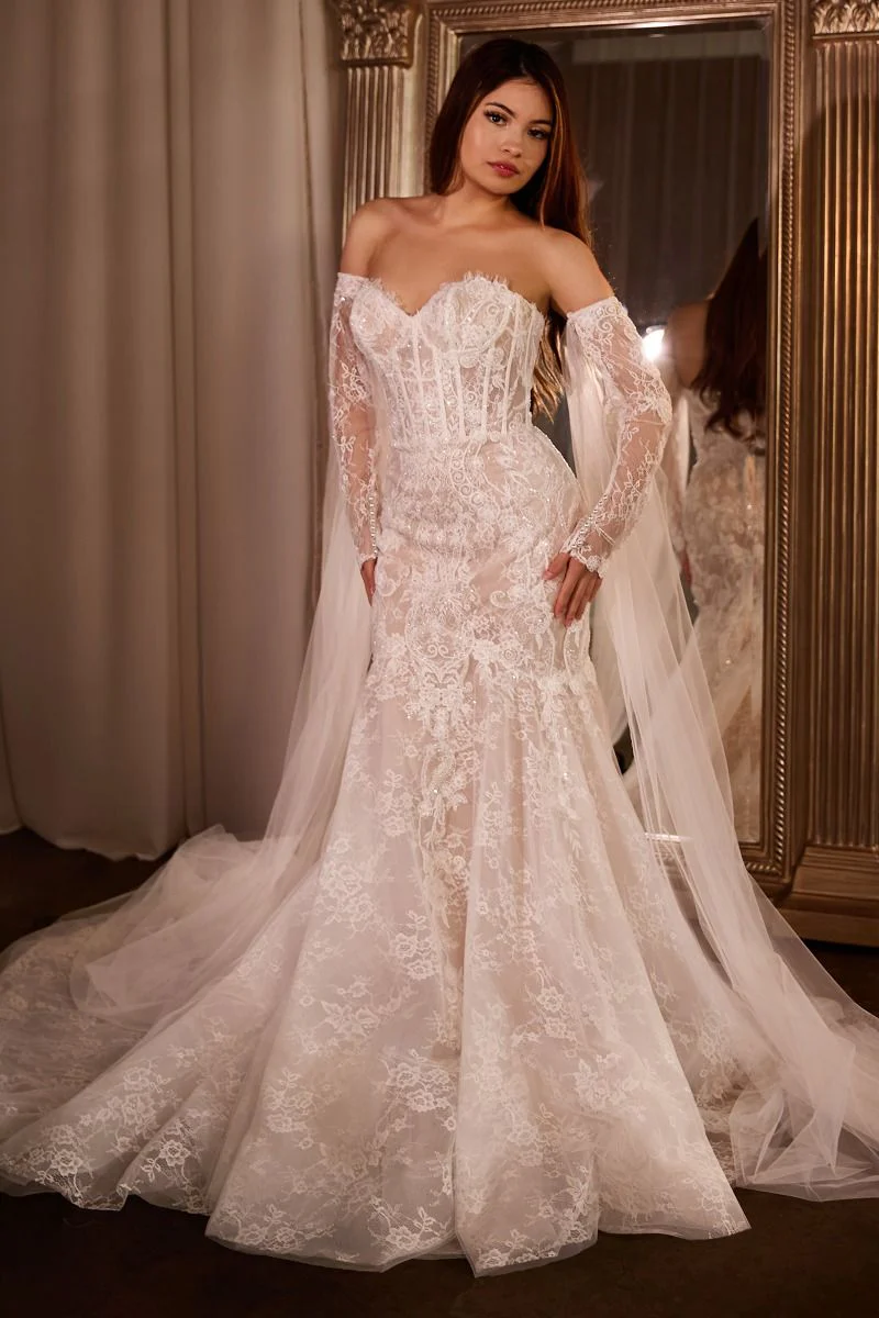 Andrea and Leo Couture CDS424W Mermaid Wedding Dress Off the Shoulder Long Sleeves - Image 5