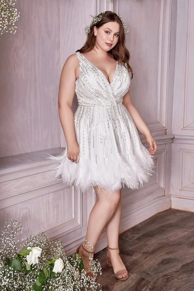 Andrea & Leo Couture A1012 WREN Dress Reception Short Beaded Feather Cocktail Dress Formal Gown - Image 11