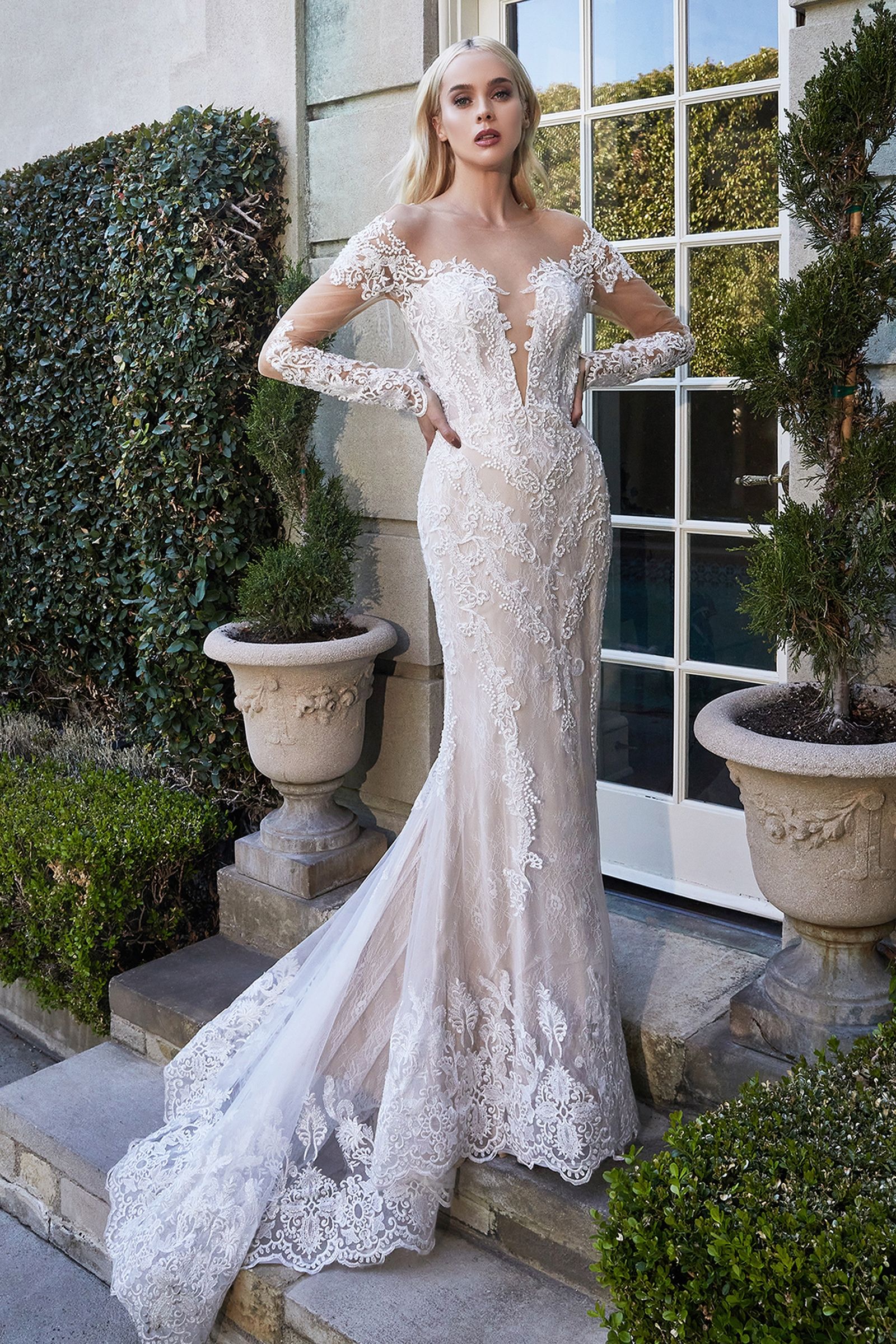 Andrea & Leo Couture A1022 Boho Lace Wedding Dress Long Sleeve Backless Cutout - Image 6