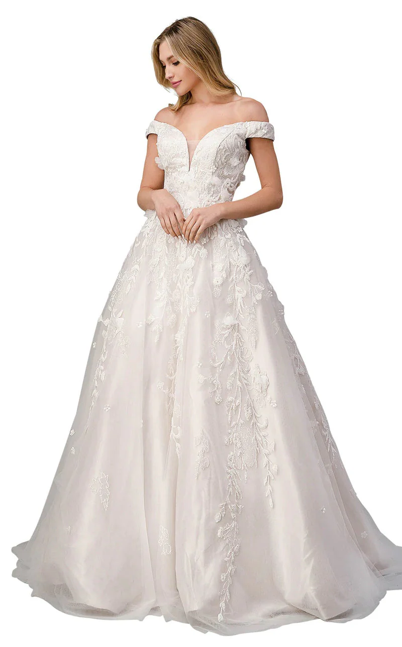 Andrea & Leo Couture PEONY A1027 Size 6 Wedding Dress Off Shoulder Ballgown - Image 2
