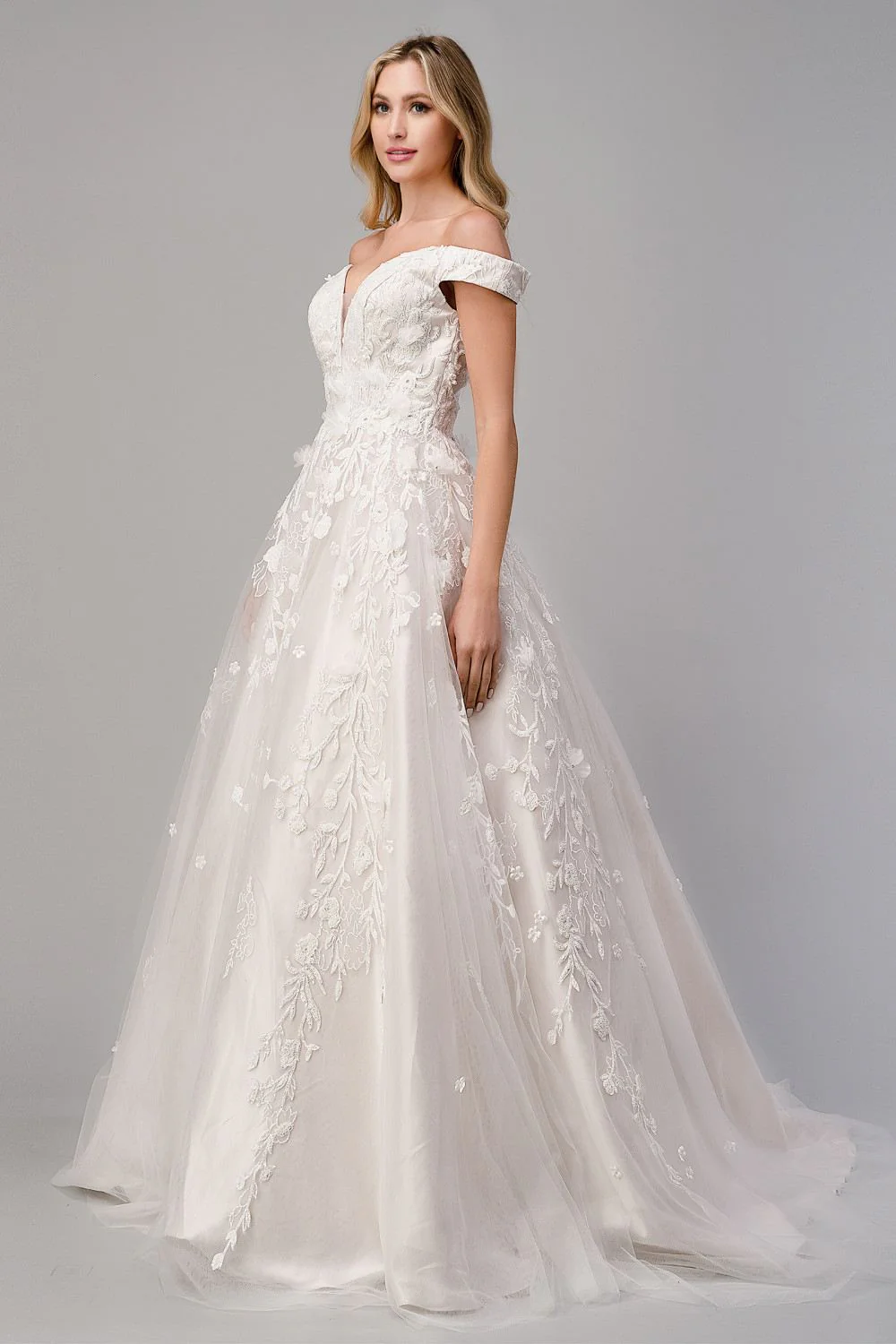 Andrea & Leo Couture PEONY A1027 Size 6 Wedding Dress Off Shoulder Ballgown - Image 4