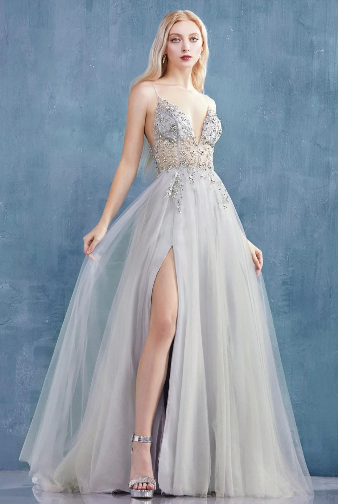Andrea & Leo OPHELIA Dress A0672 Size 10 Long Shimmer Maxi Slit Sheer Formal Dress A Line Beaded - Image 22