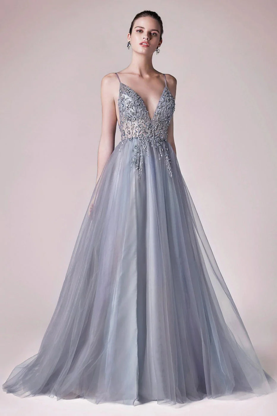 Andrea & Leo OPHELIA Dress A0672 Size 10 Long Shimmer Maxi Slit Sheer Formal Dress A Line Beaded - Image 5