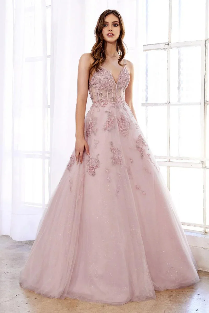 Andrea & Leo SOPHIA Dress A0892 Size 12 Sage A Line Shimmer Sheer Ballgown Formal Dress Floral Lace - Image 8