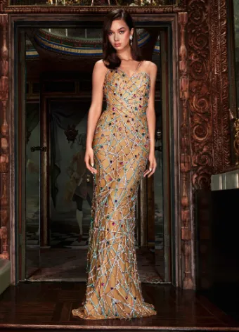 Ashely Lauren 11512 Long Prom Dress Corset Fully Beaded Sweetheart Neckline Spaghetti Strap Formal Pageant Gown - Image 2