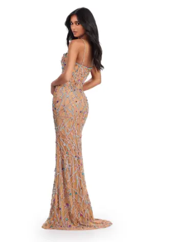 Ashely Lauren 11512 Long Prom Dress Corset Fully Beaded Sweetheart Neckline Spaghetti Strap Formal Pageant Gown - Image 3