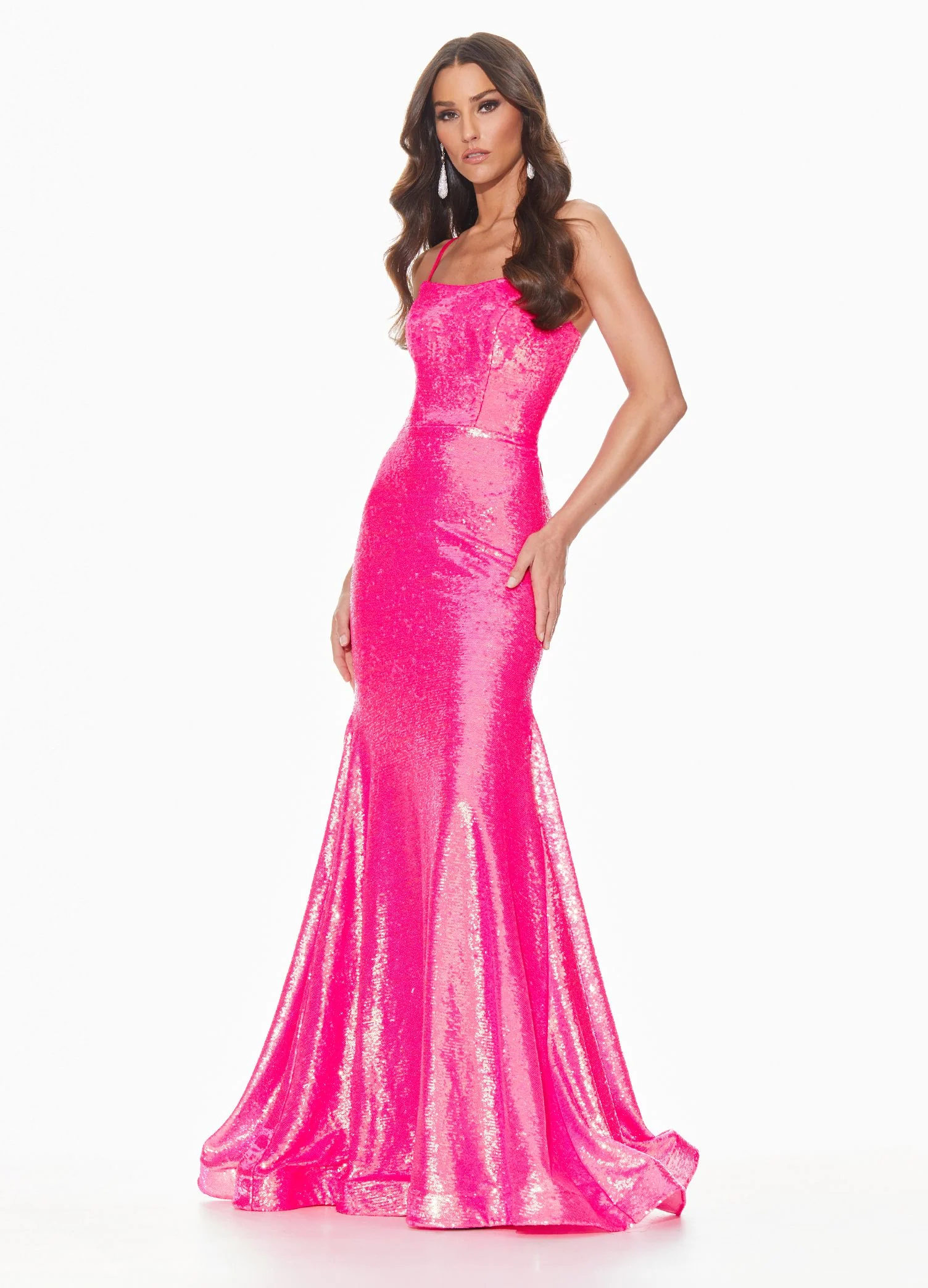 Ashley Lauren 11024 sz 6 AB Ivory Sequin Prom Dress with Lace Up Back Pageant Gown - Image 7