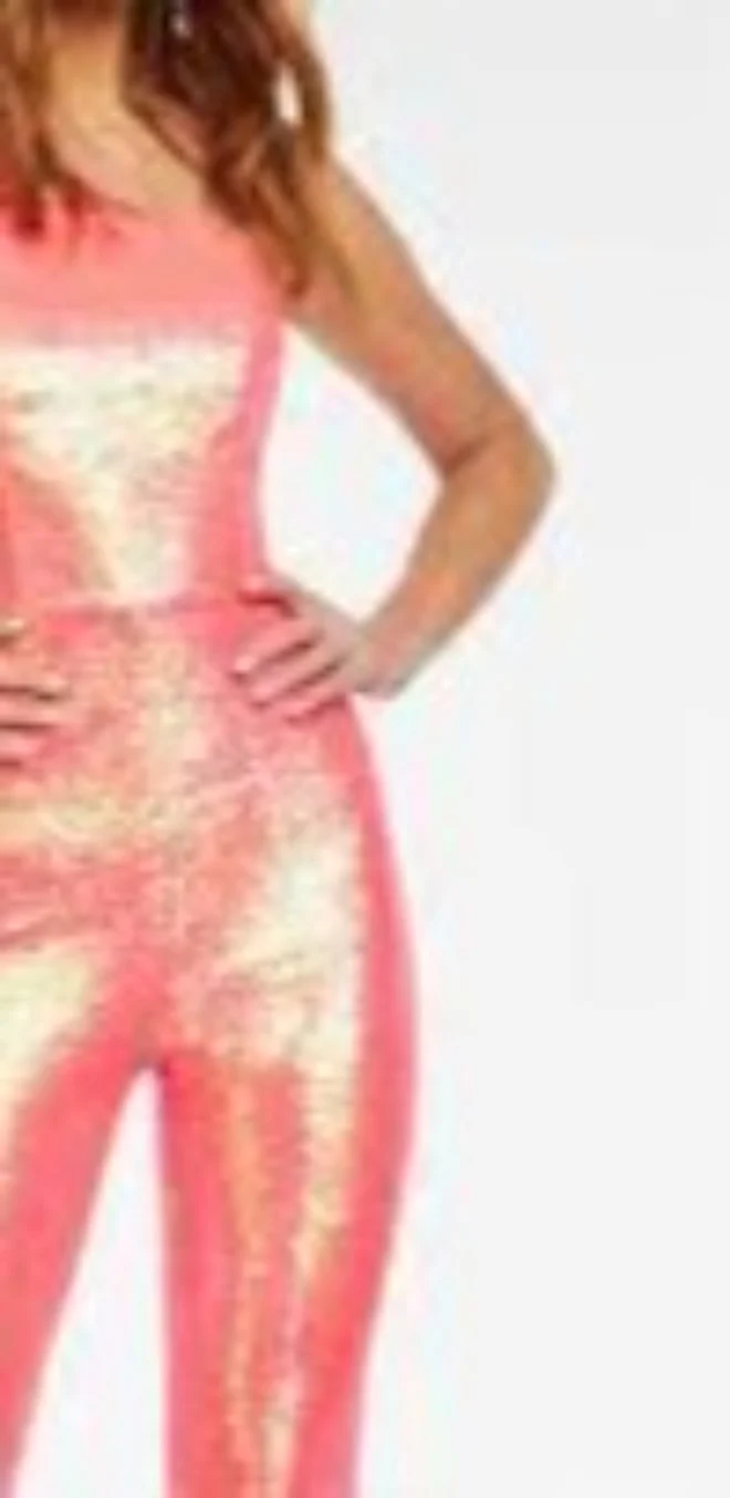 Ashley Lauren 11047 Size 6 Coral One Long Bell Sleeve Sequin Jumpsuit Pageant Wear - Image 3
