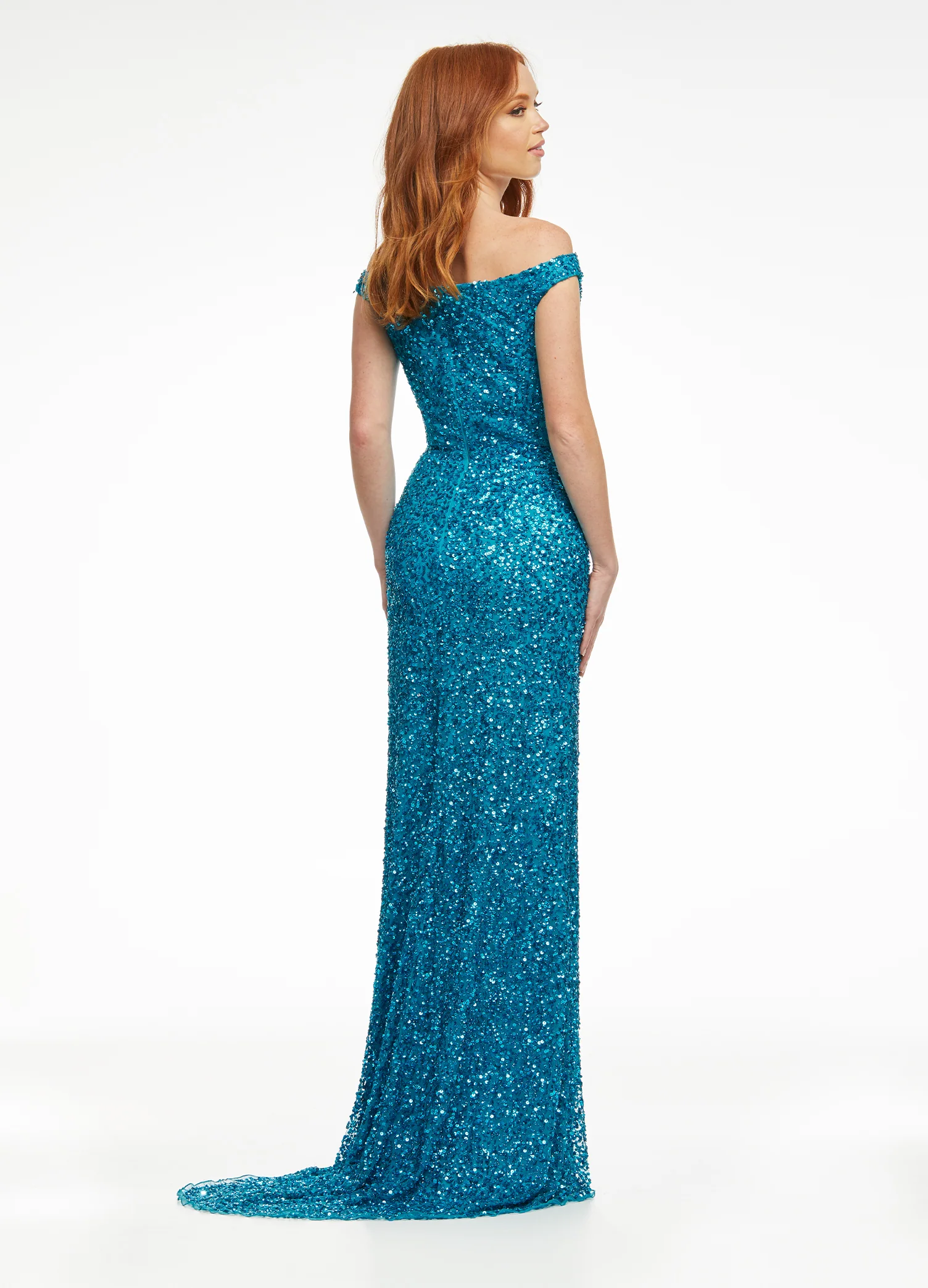 Ashley Lauren 11067 Size 0 Red Prom Dress Off the Shoulder Sequins Sweeping Train - Image 8