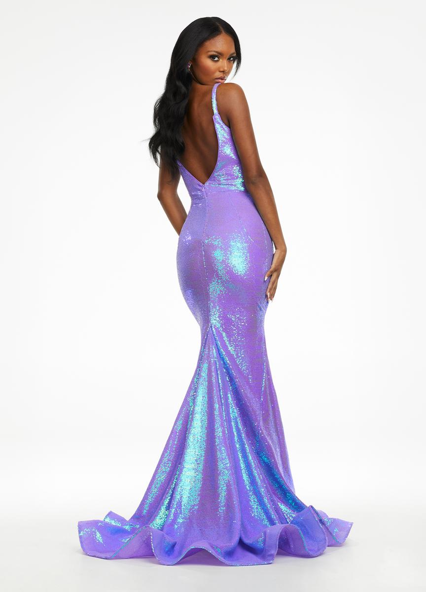 Ashley Lauren 11108 Size 6 Ruby Red Long Fitted Sequin Mermaid Prom Dress Pageant V Neck - Image 3
