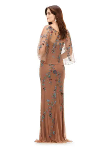 Ashley Lauren 11211 Long Prom Strapless Floral Bead Modif Gown Detachable Overlay Sweetheart Neckline Evening Gown Formal - Image 8