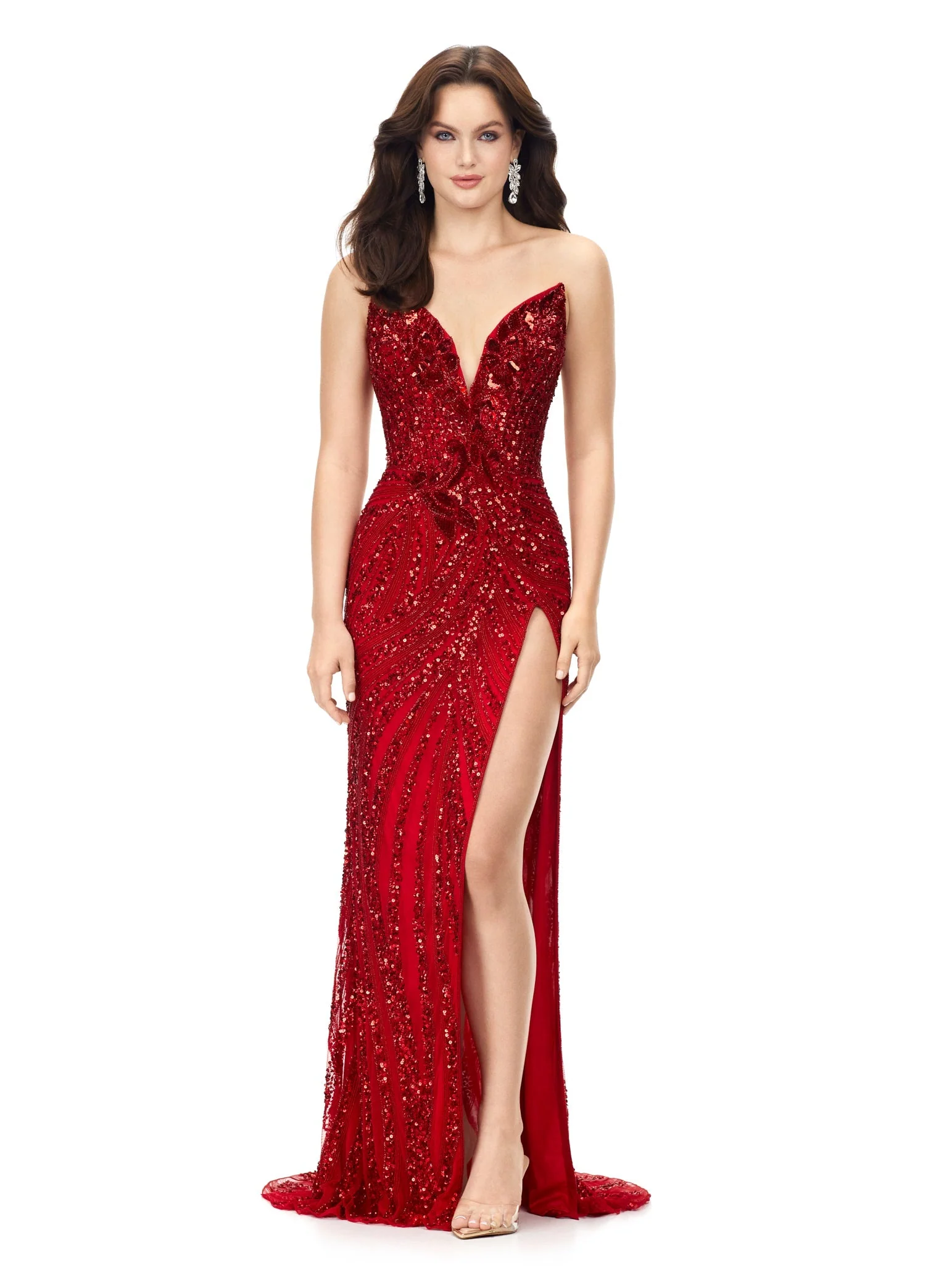 ASHLEYlauren 11236  Size 14 Emerald Prom Dress Evening Pageant Gown Slit Beaded Sequin Prom Dress Evening Gown - Image 29