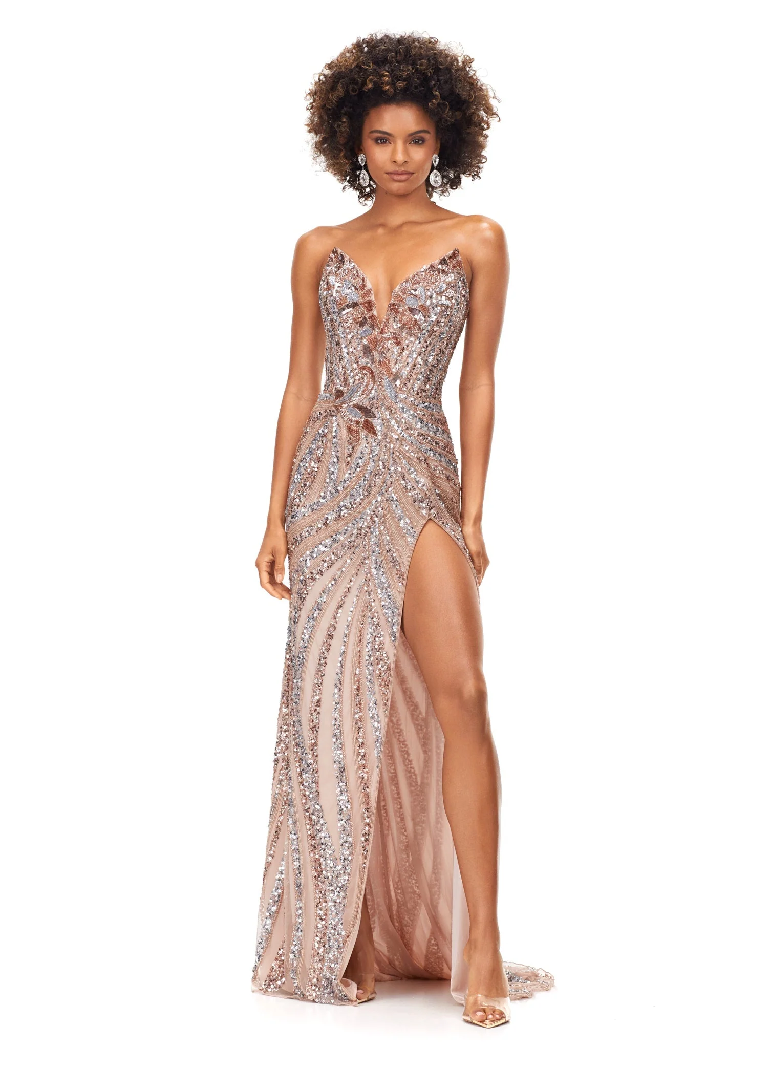 ASHLEYlauren 11236  Size 14 Emerald Prom Dress Evening Pageant Gown Slit Beaded Sequin Prom Dress Evening Gown - Image 38