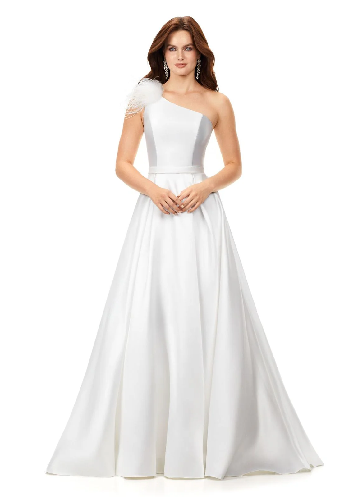 Ashley Lauren 11336 Long Prom Dress One Shoulder Ball Gown with Feathers Formal Pageant - Image 4