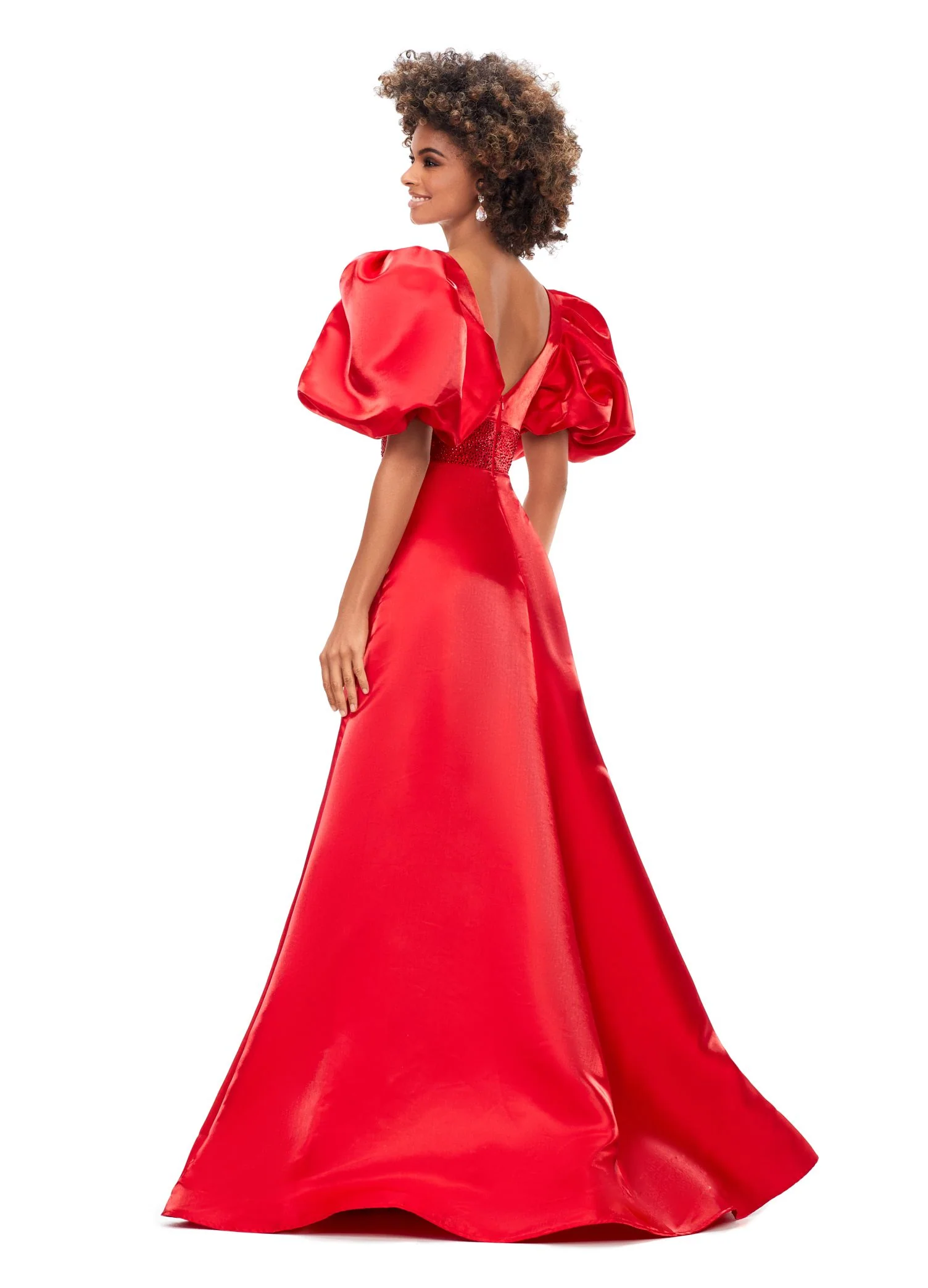 Ashley Lauren 11378 A-Line Evening Gown with Oversized Puff Sleeves Long Prom Formal Pageant - Image 4