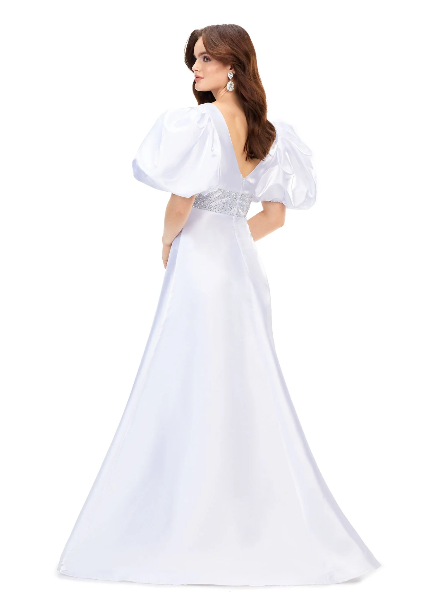 Ashley Lauren 11378 A-Line Evening Gown with Oversized Puff Sleeves Long Prom Formal Pageant - Image 7
