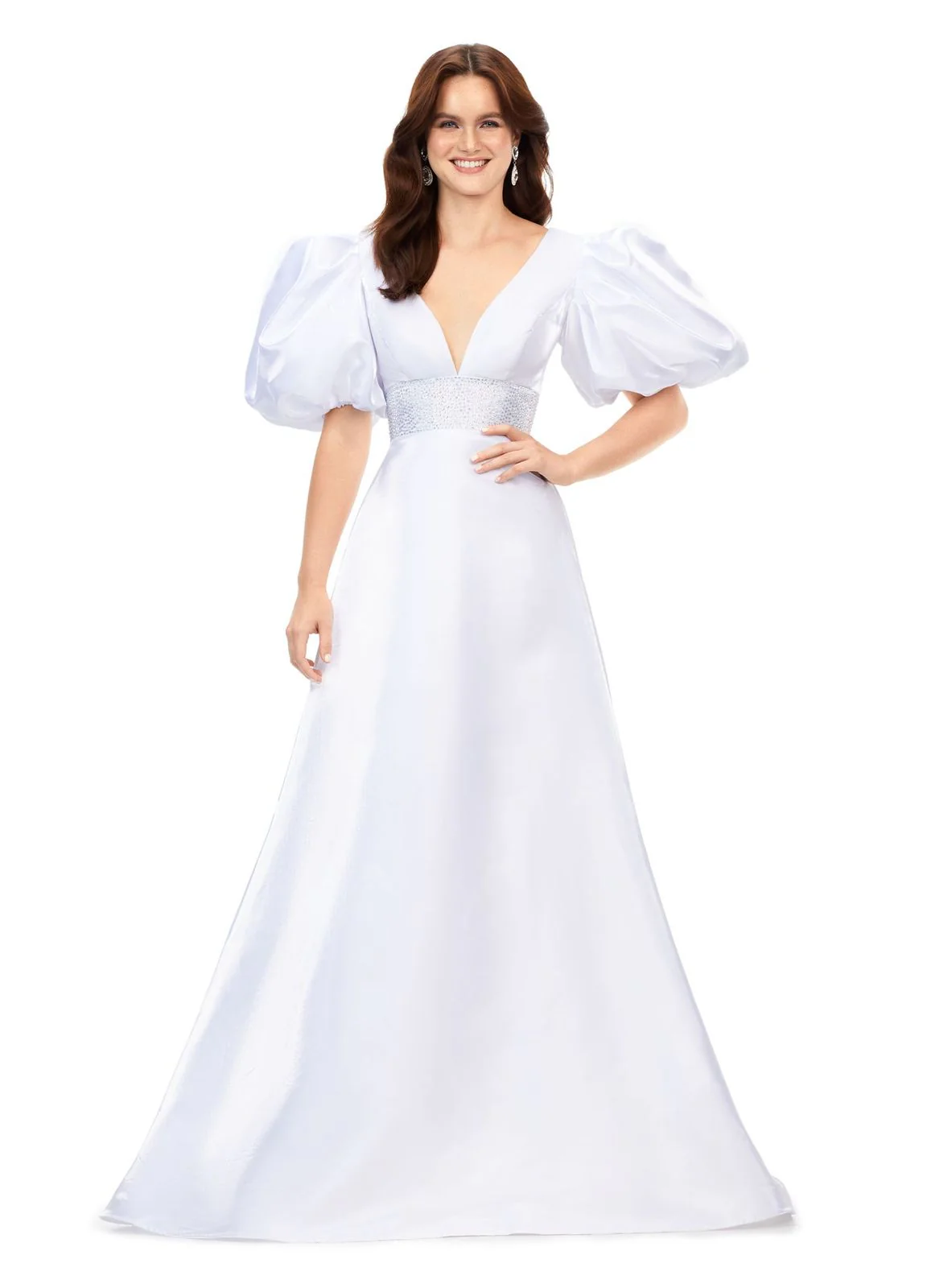 Ashley Lauren 11378 A-Line Evening Gown with Oversized Puff Sleeves Long Prom Formal Pageant - Image 9