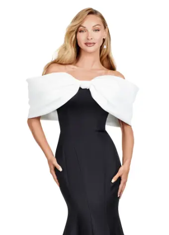Ashley Lauren 11413 Evening Gown Mermaid Dress Off Shoulder Double Faced Satin Gown Oversized Bow Formal - Image 7