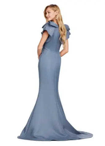 Ashley Lauren 11415 Long Evening Mermaid Dress Double Faced Satin Formal Gown Bows - Image 5