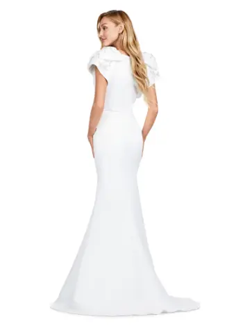 Ashley Lauren 11415 Long Evening Mermaid Dress Double Faced Satin Formal Gown Bows - Image 7