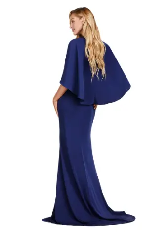 Ashley Lauren 11416 Long Prom Dress Crepe Gown Beaded Belt  Overlay Slit Formal Pageant - Image 2