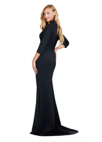 Ashley Lauren 11418 Long Evening Dress Scuba Formal Gown Square Neckline Formal Mother of Bride Groom - Image 2