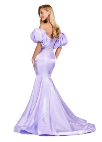 Ashley Lauren 11419 Mermaid Prom Dress Puff Sleeves - Image 8