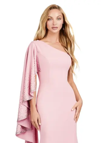 Ashley Lauren 11421 Long Evening Dress Fitted One Shoulder Mother of Gown Cascading Ruffle Sleeve Formal Pageant - Image 5