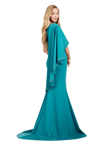 Ashley Lauren 11421 Long Evening Dress Fitted One Shoulder Mother of Gown Cascading Ruffle Sleeve Formal Pageant - Image 6