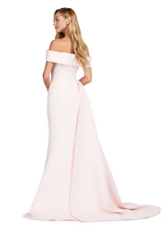 Ashley Lauren 11425 Long Evening Dress Off Shoulder Fitted Satin Mother of Dress Overskirt Formal - Image 4