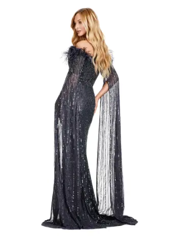 Ashley Lauren 11429 Long Prom Dress Fully Sequin Evening Gown Feathers and Floor Length Sleeves Formal Pageant - Image 3