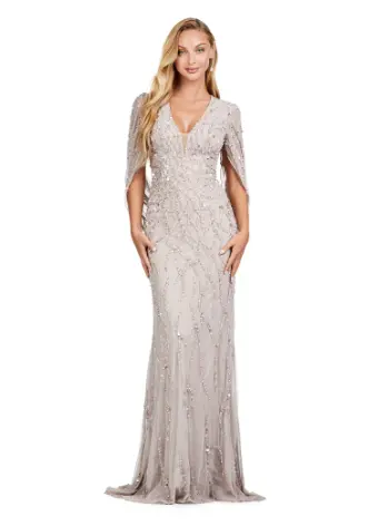 Ashley Lauren 11430 Long Prom Dress Sequin V-Neck Evening Gown with Cape Sleeves Formal Pageant - Image 3