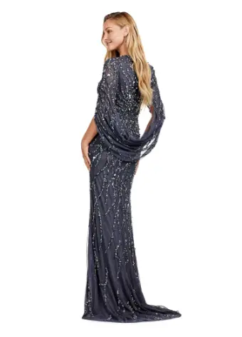 Ashley Lauren 11430 Long Prom Dress Sequin V-Neck Evening Gown with Cape Sleeves Formal Pageant - Image 5