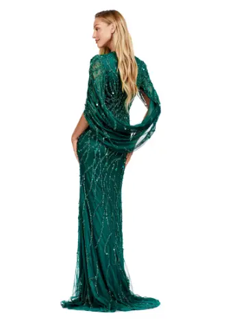 Ashley Lauren 11430 Long Prom Dress Sequin V-Neck Evening Gown with Cape Sleeves Formal Pageant - Image 9