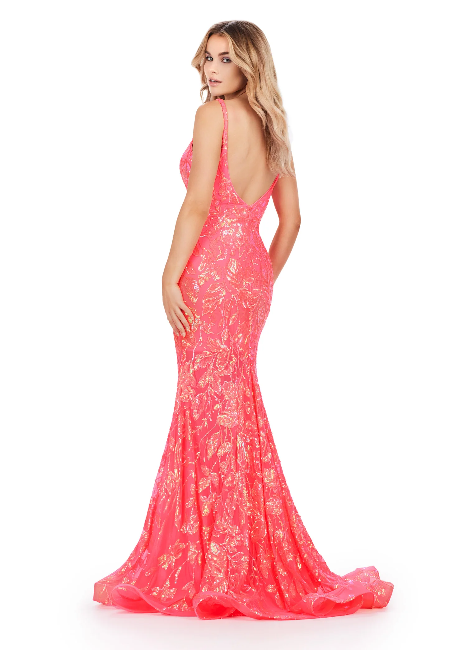 Ashley Lauren 11444 Long Prom Dress Mermaid Spaghetti Strap Sequin Gown Low Back Formal Pageant Gown - Image 5