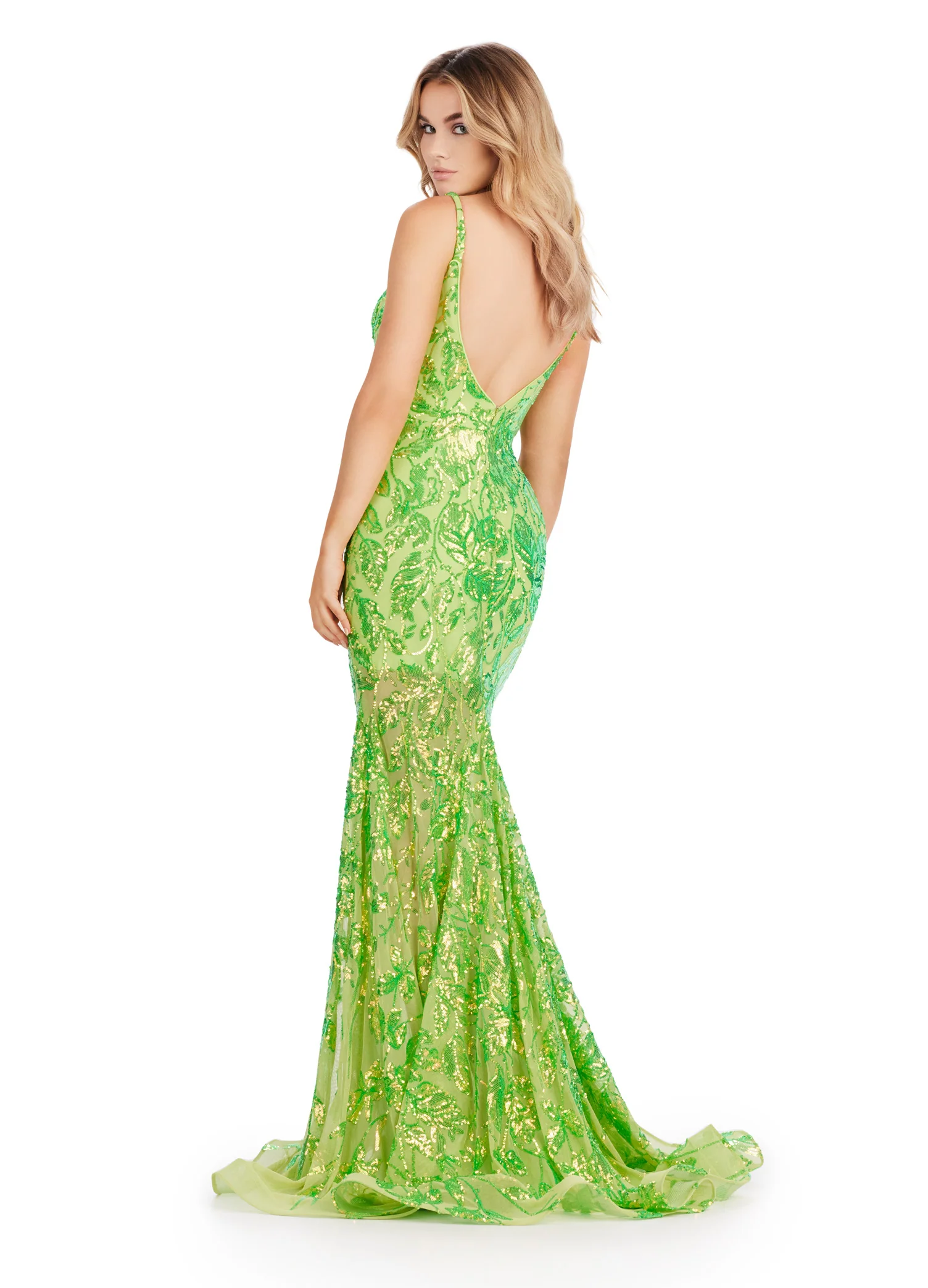 Ashley Lauren 11444 Long Prom Dress Mermaid Spaghetti Strap Sequin Gown Low Back Formal Pageant Gown - Image 7
