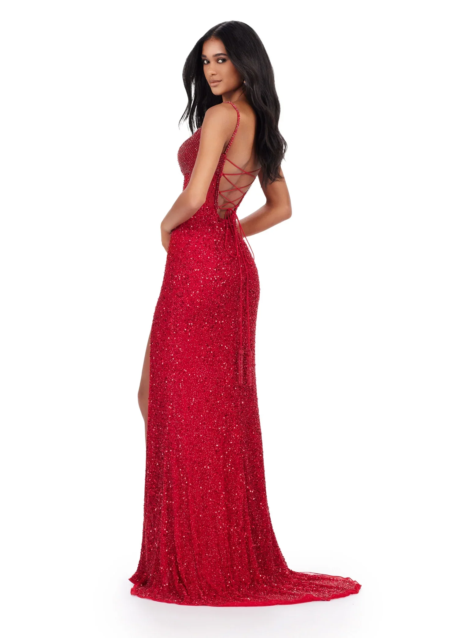 Ashley Lauren 11448 Size 2 Hot Pink Long Beaded Sequin Corset Prom Dress Slit Pageant Gown Backless Formal - Image 22
